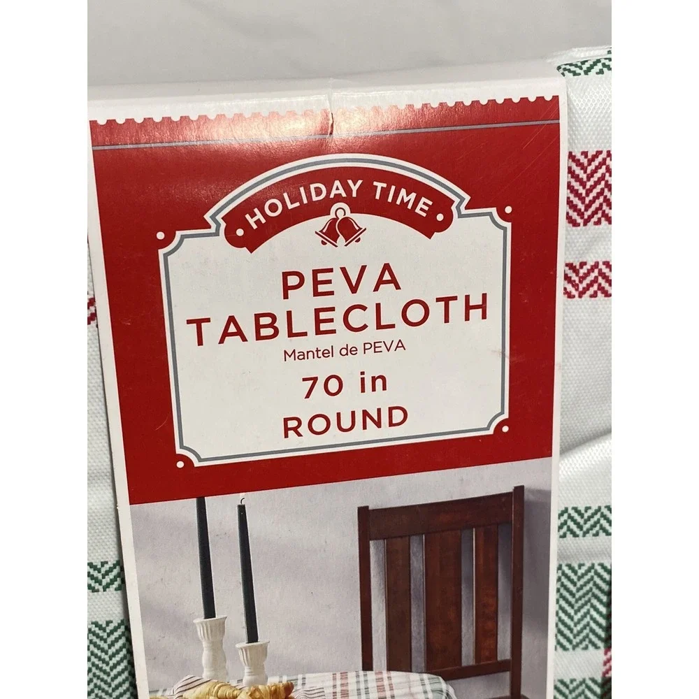 holiday time christmas‎ peva table cloth round 70 inches plaid